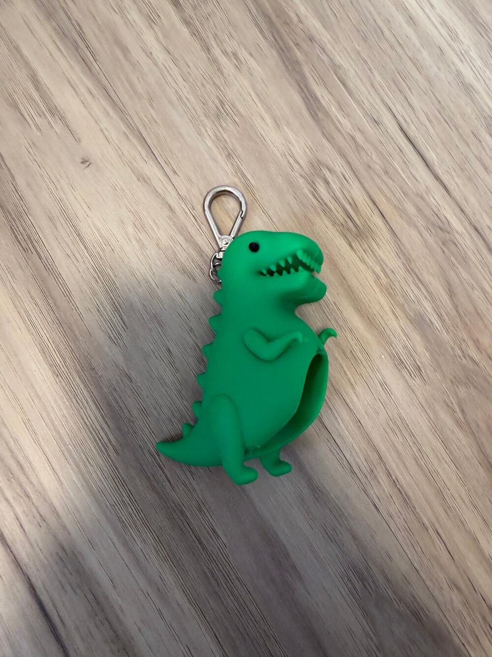 Bath & Body Works Green Dinosaur T-Rex Pocket-bac Hand Sanitizer Holder Keychain